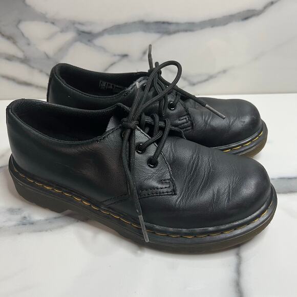Doc Dr. Martens 1460J Kid's Black Leather Lace Up Punk Combat Ankle Boots Sz 1 - Picture 1 of 8
